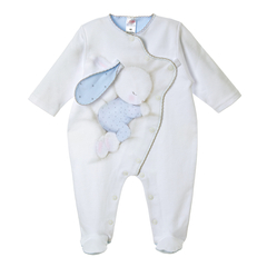 BGL-45603B Pajac bawełniany Pupilek biały z niebieskim