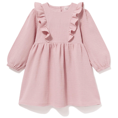 Sukienka muślinowa z falbanką jasny róż