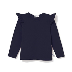 Bluzka bawełniana z falbanką granatowa