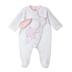 BGL-45566P Pajac bawełniany Pupilek biały z różowym