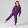 Bawełniany dres dziewczęcy Basic śliwkowy 