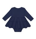 Body z sukienką granatowe z przeszyciami