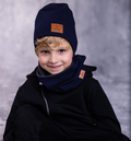 Zestaw czapka i komin Basic Winter zimowy, granatowy
