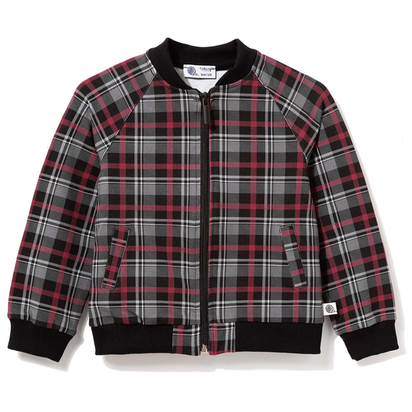 Bluza chłopięca bomberka w kratę, szaro-czerwona