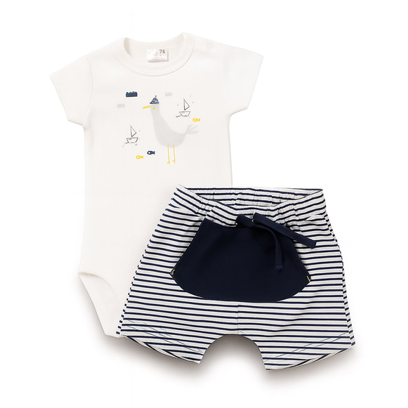 Komplet bawełniany body i spodenki paski