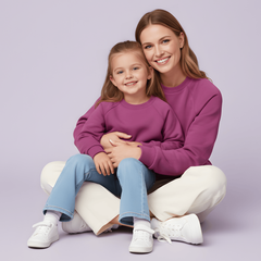 Zestaw bluz dresowych dla mamy i córki Basic, purpurowy