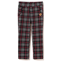 Spodnie chłopięce w kratę, szaro-czerwone