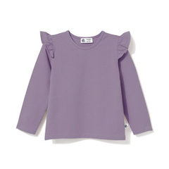 Bluzka bawełniana z falbanką, fioletowa