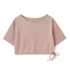 Bluzka z krótkim rękawem oversize beżowa