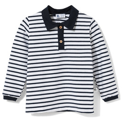 Koszulka polo biała w paski z długim rękawem