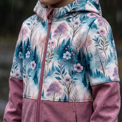 Kurtka dziewczęca softshell, różowa, Zaczarowany las