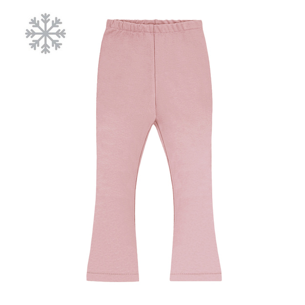 Bawełniane legginsy rozszerzane ocieplane, różowe