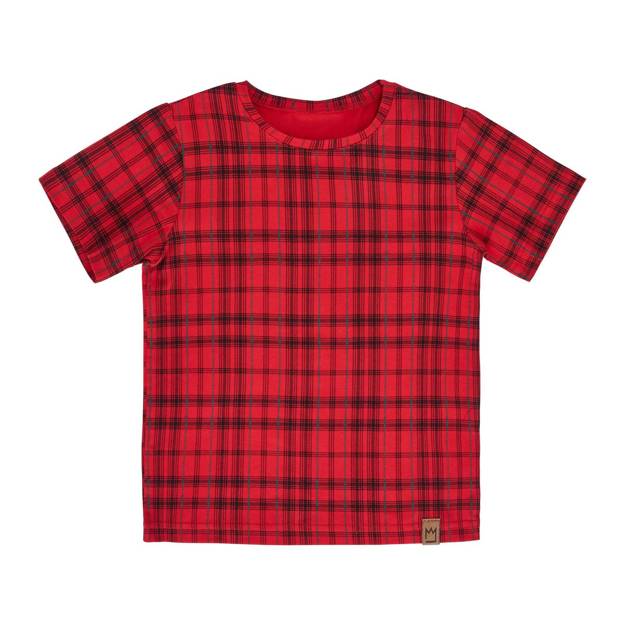 Bawełniany t-shirt czerwony w kratę 