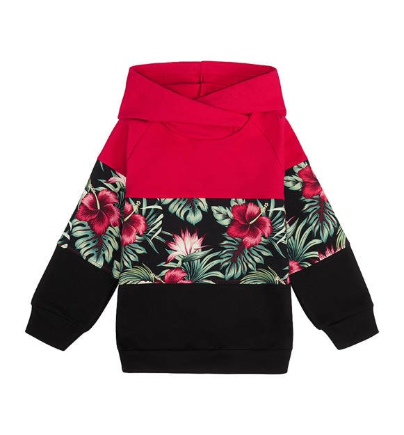Bluza 3 kolory czarno-czerwona w kwiaty