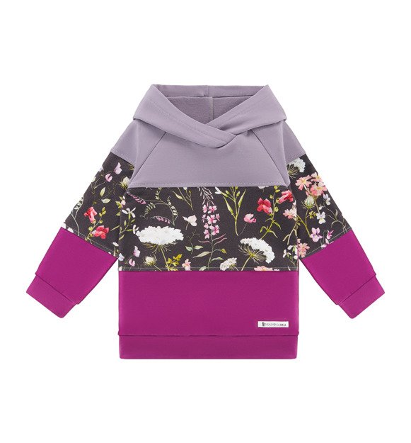 Bluza 3 kolory z fioletowym kapturem Łąka