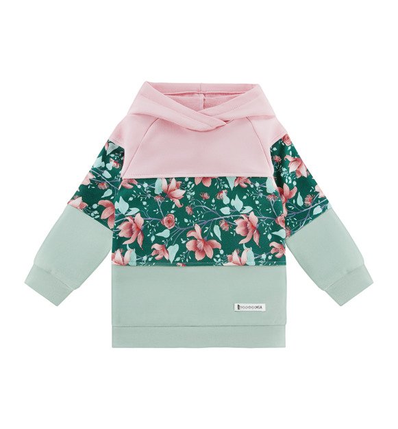 Bluza 3 kolory z różowym kapturem w kwiaty