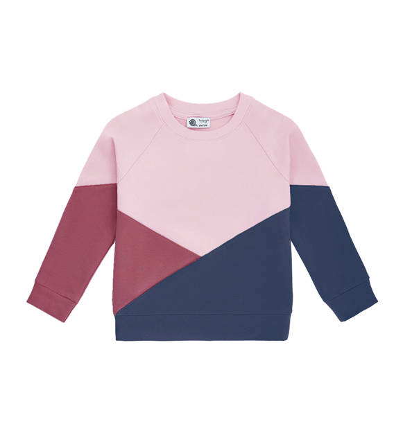 Bluza bawełniana geometryczna różowo-granatowa