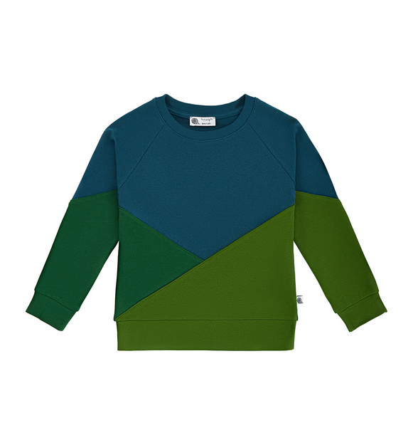 Bluza bawełniana geometryczna zielono-niebieska