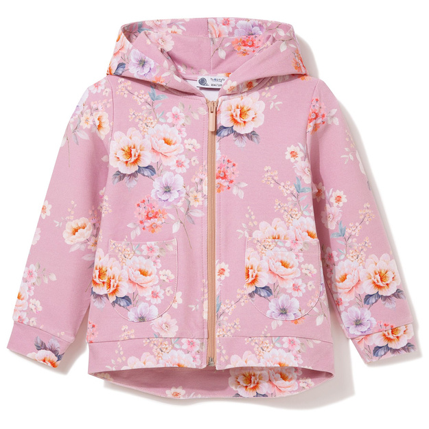 Bluza dresowa z kapturem zapinana na suwak Pink roses 