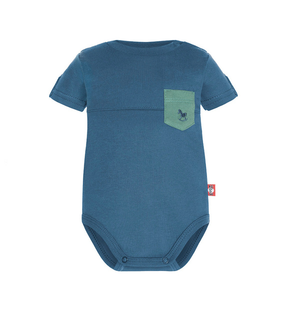 Body niemowlęce niebieskie z ozdobną kieszonką