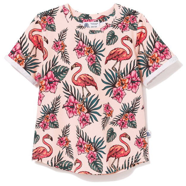 T-shirt bawełniany Tropikalne flamingi 