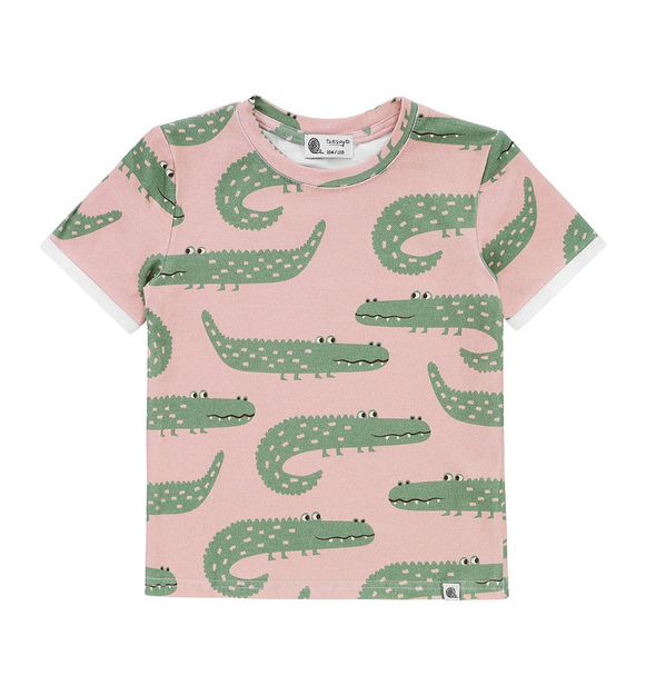T-shirt  brzoskwiniowy w krokodyle 