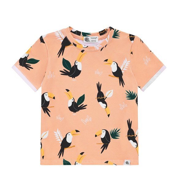T-shirt brzoskwiniowy w tukany 