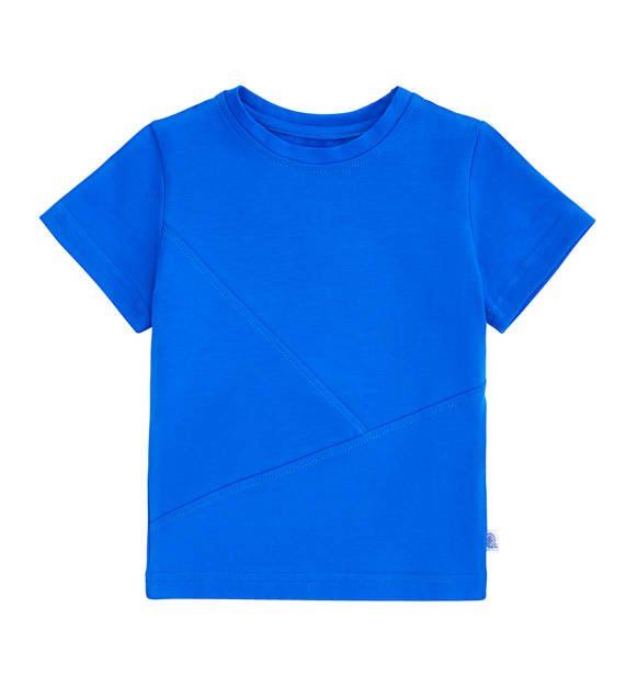 T-shirt niebieski z przeszyciami