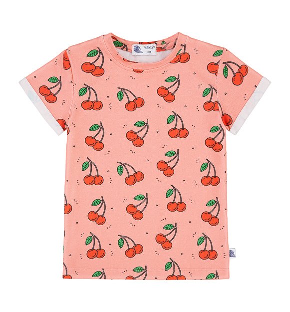 T-shirt w wisienki, brzoskwiniowy