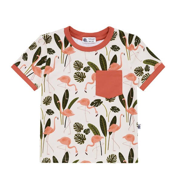 T-shirt z kieszonką Flamingi
