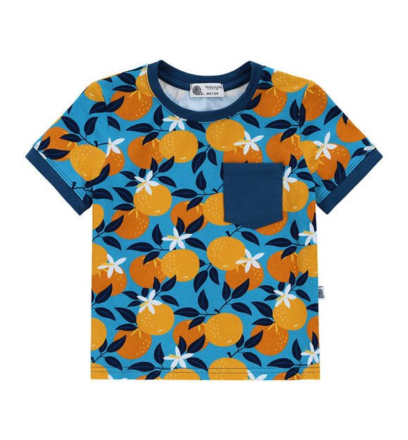 T-shirt z kieszonką Pomarańcze na niebieskim 