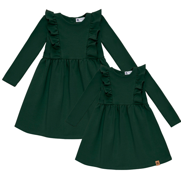 Zestaw sukienek dla mamy i córki, zielone