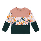 Bluza dresowa prosta 3 kolory zielono-różowe Kwiaty