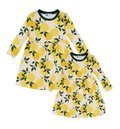Zestaw sukienek bawełnianych dla mamy i córki, żółte w cytryny